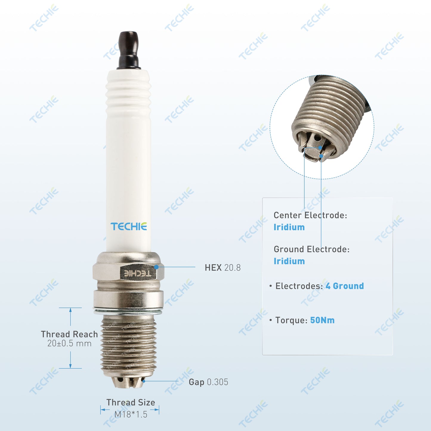 TECHIE TISS9838 industrial spark plug replaces for Cummins 5504704 and GOETZE / TENNECO G-6007