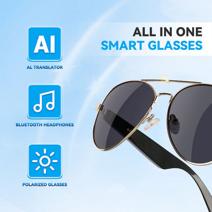 Techie AI Smart Glasses,Bluetooth Glasses for Men and Women,Polarized Sunglasses with AI Translation,Bluetooth Speaker,Wireless Headphone,Athletic/Outdoor UV Protection,Touch Control,Voice Assistant