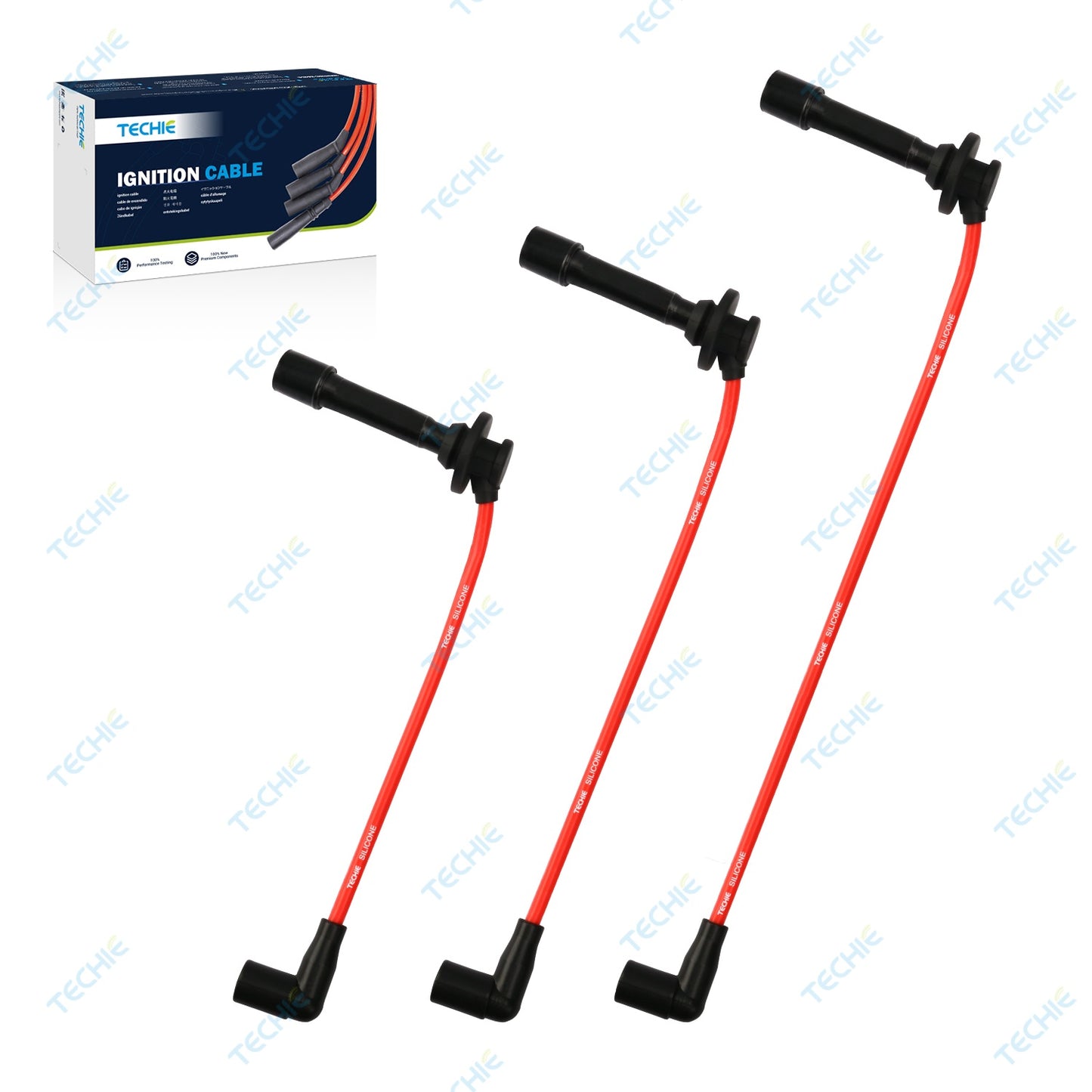 3pcs Techie Spark Plug Wire Kit Fit for John Deere 825i 825i S4 Replacement for MIA11722 MIA11723 MIA11724