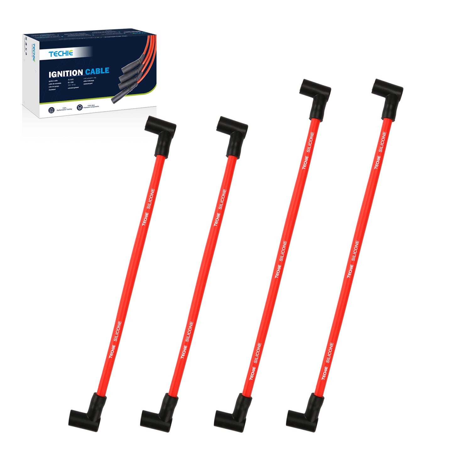 4pcs Techie Marine Spark Plug Wire Set 18-8839 9-28092 Compatible with Johnson Evinrude 90 150 HP Outboard Engine,10.5mm 18-8839 Spark Plug Wires