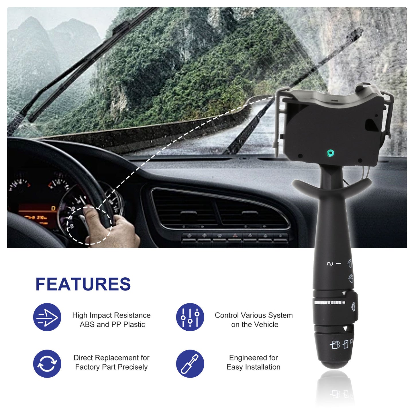 Techie TMTS1612 Turn Signal Switch Universal Multifunction Switch Indicator Light Stalk Switch 251590 ,2556000QAE    Compatible with Renault Espace IV