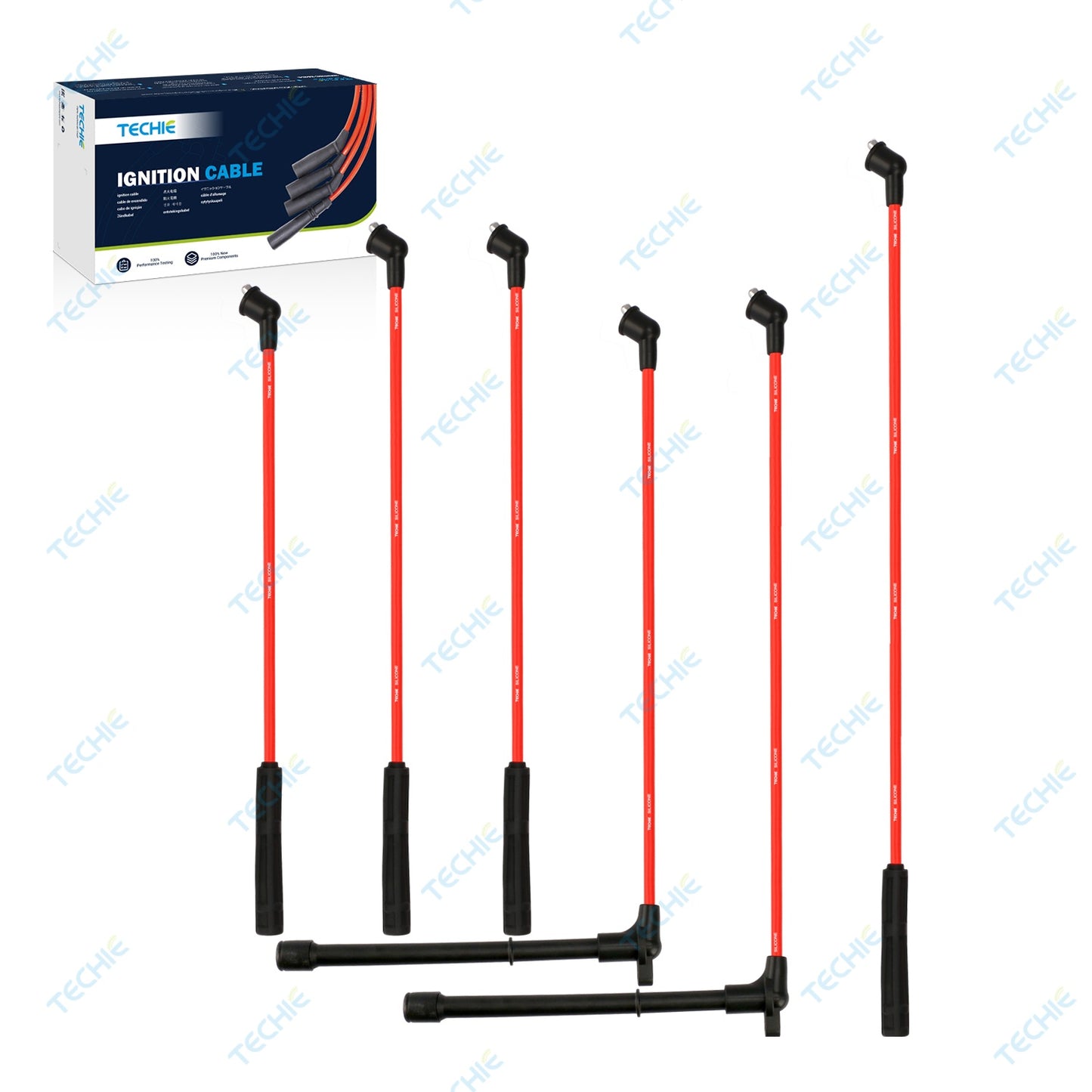 6pcs Techie Spark Plug Wires Set  224500W025 Fit for Nissan Frontier Pathfinder Xterra 3.3L V6 ,for Infiniti QX4 3.3L V6,Replacement for 224404S127 224404S125