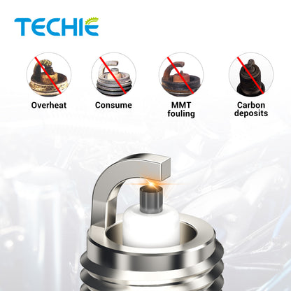 6pcs TECHIE T-KH6RTP2 Spark Plug Replace for NGK LFR6CGP Fit for Toyota 4Runner/Avalon/Camry XL XLE LE SE V6 4.0L 3.5 L 2003-2018,fit for Honda Civic Hybrid,for Dodge Challenger/Charger/Durango V8 6.2L