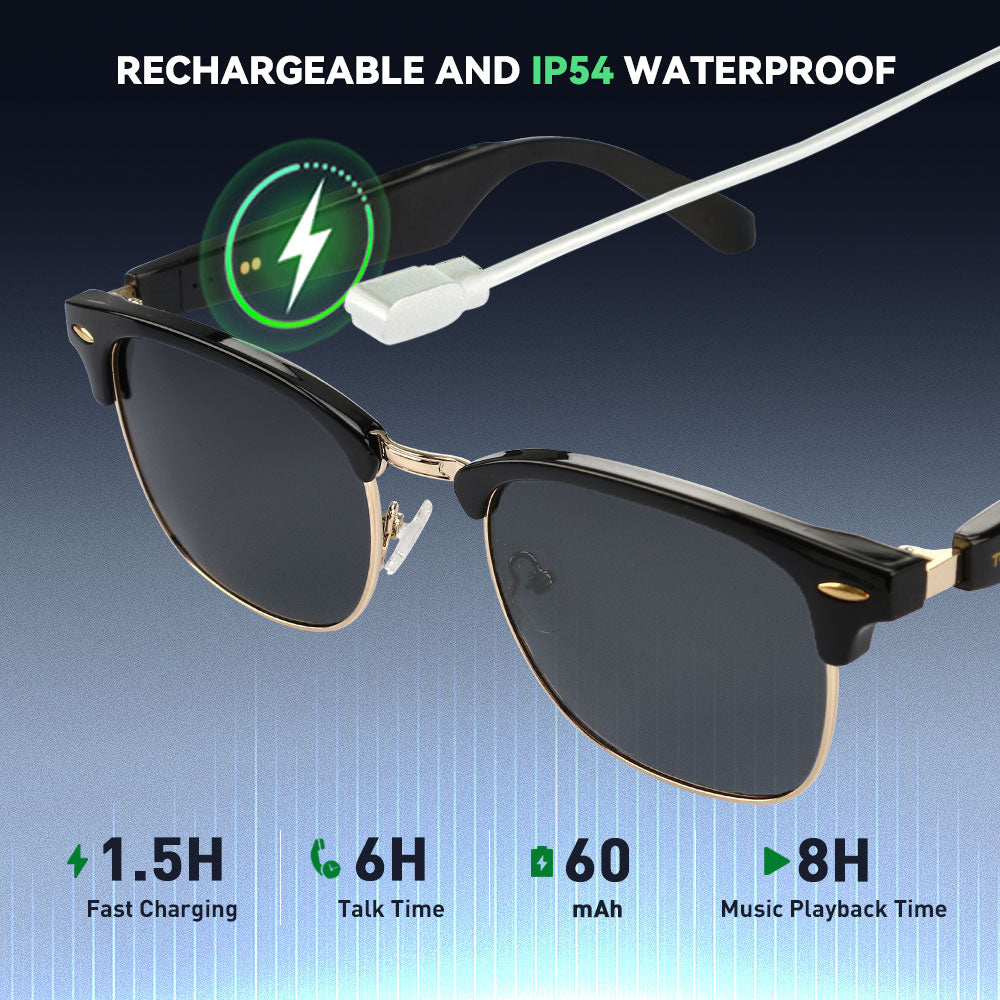 Techie AI Smart Glasses, 5.2 Bluetooth Glasses with 4-hour battery life, Polarized Sunglasses, Bluetooth Speaker, Wireless Headphones, Athletic/Outdoor UV Protection, Touch Control, Voice Assistant
