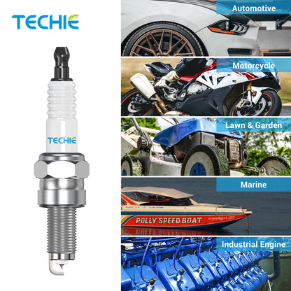 4pcs TECHIE T-F6RTI Iridium Spark Plug Replace for NGK 3484/BPR6EIX BPR6EGP, BOSCH WR7DS, CHAMPION RN10GY RN8WYP, DENSO W20EP-GU W20EP-ZU,OEM