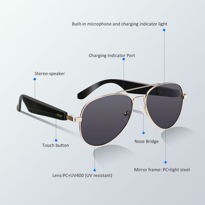Techie AI Smart Glasses,Bluetooth Glasses for Men and Women,Polarized Sunglasses with AI Translation,Bluetooth Speaker,Wireless Headphone,Athletic/Outdoor UV Protection,Touch Control,Voice Assistant