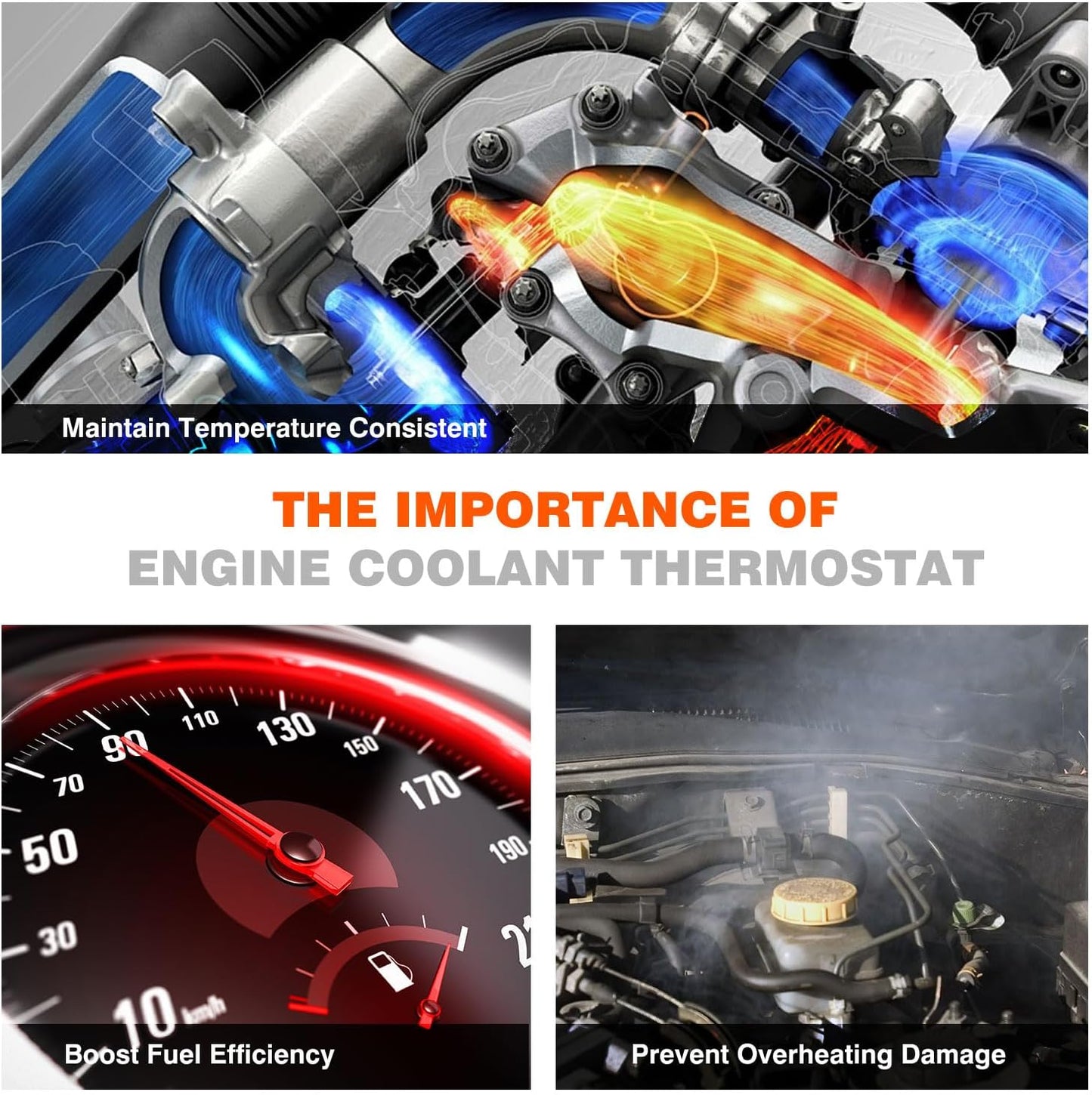 Techie Engine Thermostat 34198 89018168 Compatible with Buick Rainier 2007,for Chevrolet Express 1500/2500/3500/4500 Silverado Suburban Tahoe Trailblazer,for GMC Canyon Envoy Savana Sierra Yukon