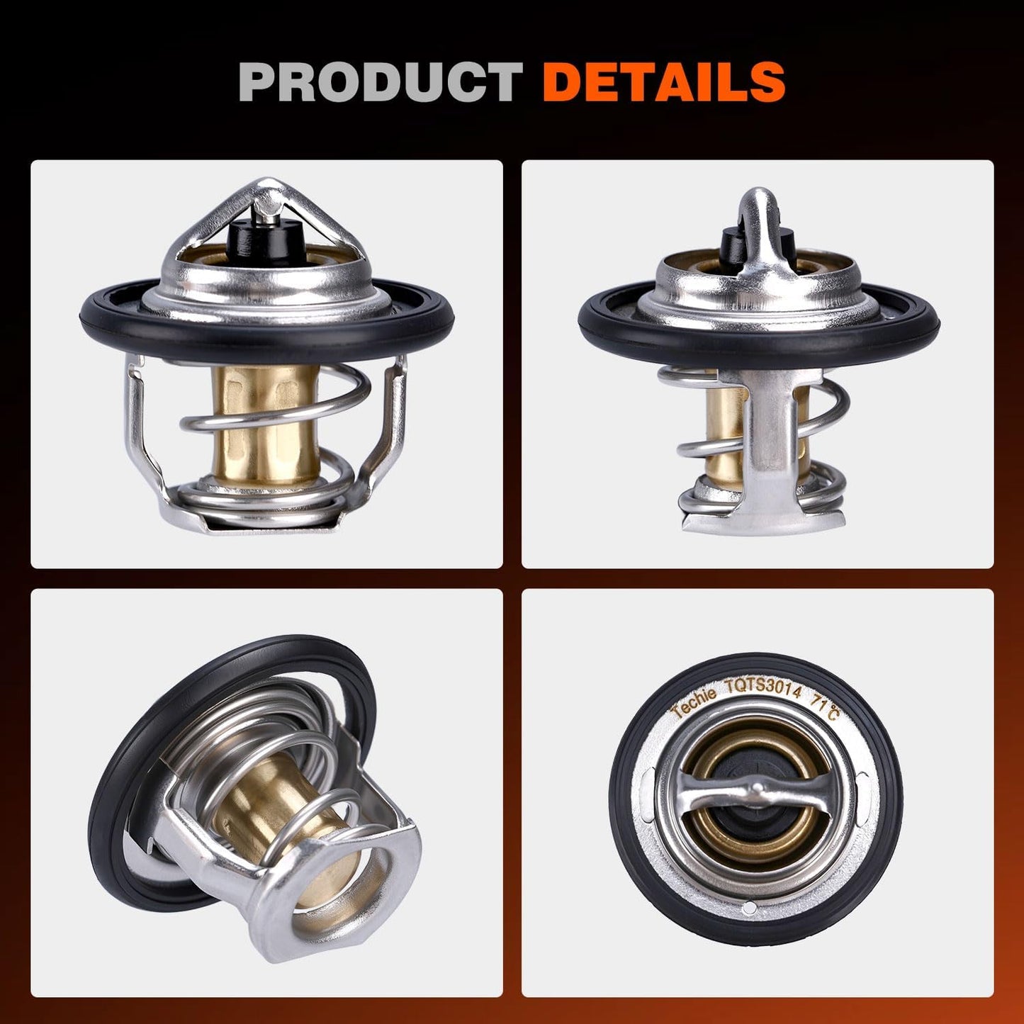 Techie Engine Thermostat 19434-73010 Compatible with Kubota Engine D902 D905 D1100 B1700 B2100 B2320 B2400 B2410 B2620 B2630 B2710 B2910 B2920 RTV1100 RTV1140 RTV900 Replace for 1622173270