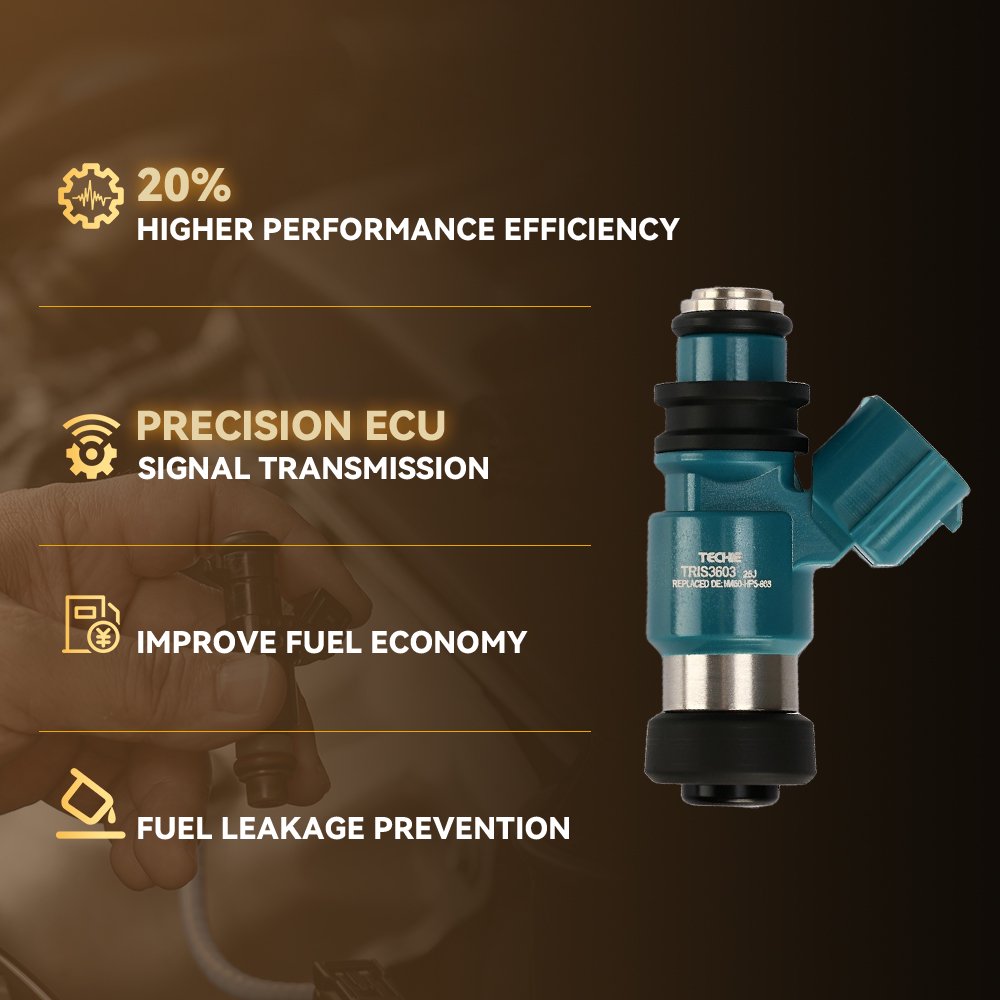 Techie Fuel Injector IJ105/3 Compatible with Honda Rancher 420 4x4 TRX420FM TRX420FPM 2007-2013,for Foreman 500 2012-2013,Replacement for 16450-HP5-603 16450HP5603