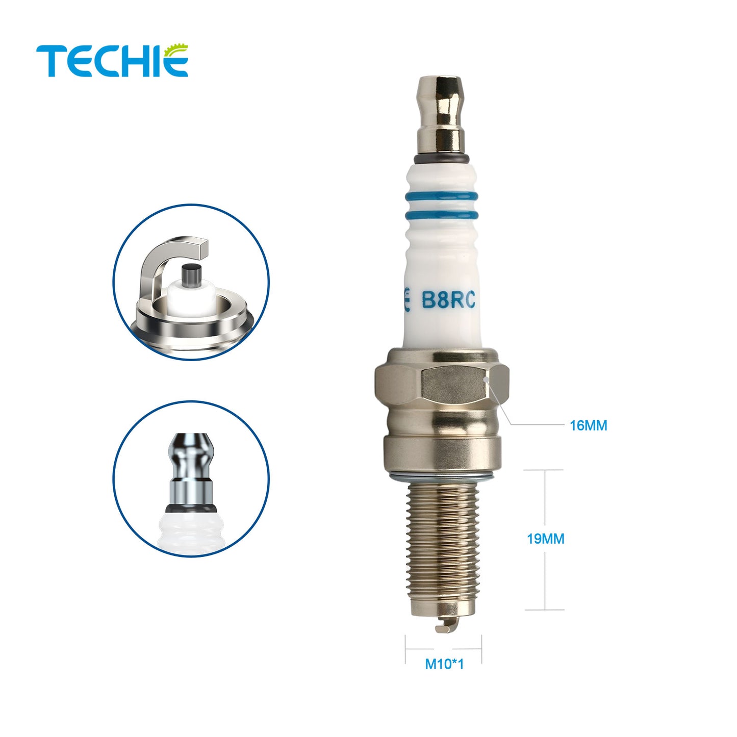 TECHIE T-B8RC Spark Plug Replace for NGK 1275/CR8E for Yamaha YFZ450 KFX400,for DENSO U24ESR-N Spark Plug,for CHAMPION RG59,for Autolite 4302