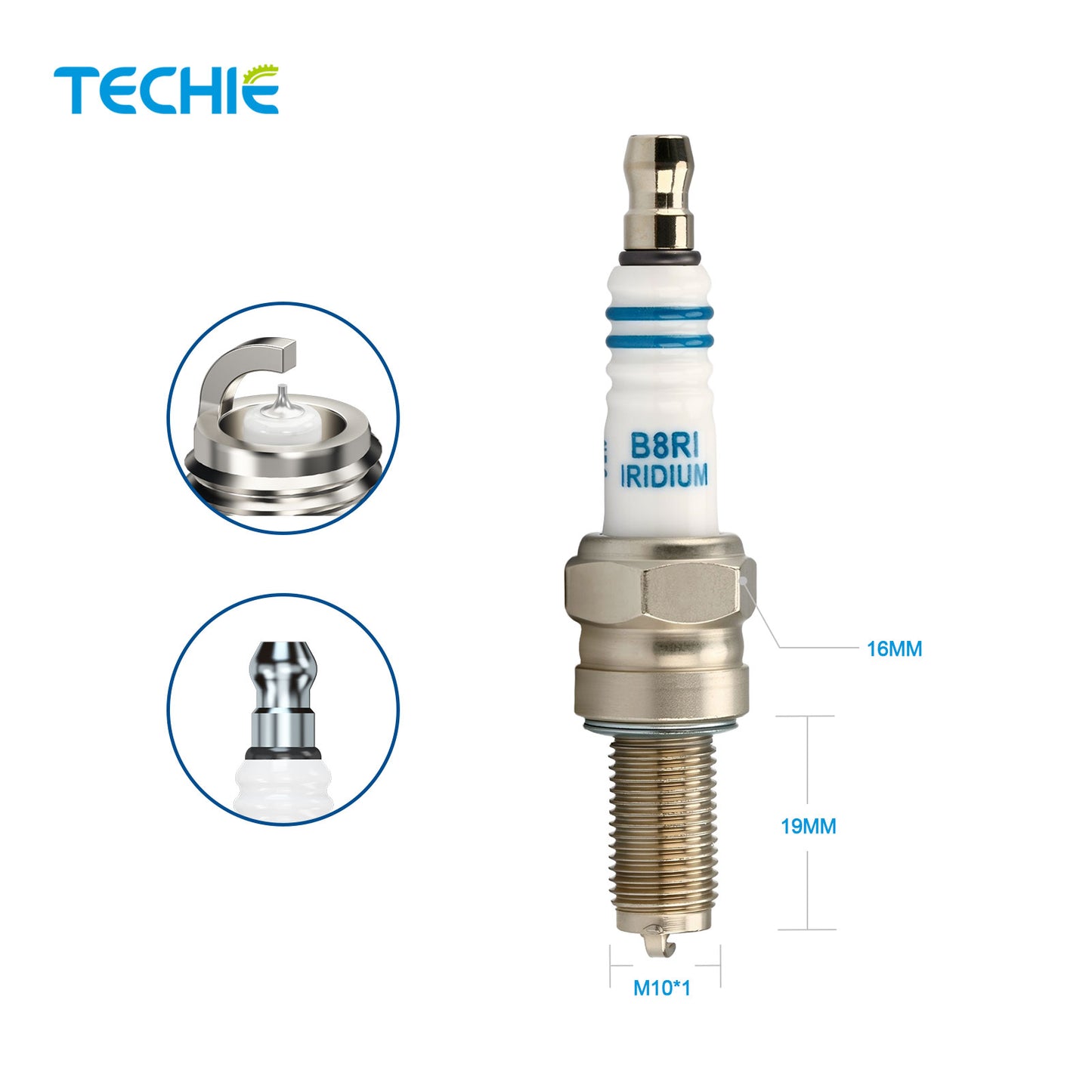 TECHIE T-B8RI Iridium Spark Plug Replace for NGK CR8EIX DENSO IU24 4189 4218 5362,for Yamaha Yfz 450 2004 2009 RAPTOR 700R 2013-2018,for Daihatsu 999-06910-X9-023 999-06910-X9-024