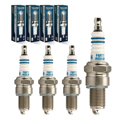 4pcs TECHIE T-F6RTI Iridium Spark Plug Replace for NGK 3484/BPR6EIX BPR6EGP, BOSCH WR7DS, CHAMPION RN10GY RN8WYP, DENSO W20EP-GU W20EP-ZU,OEM