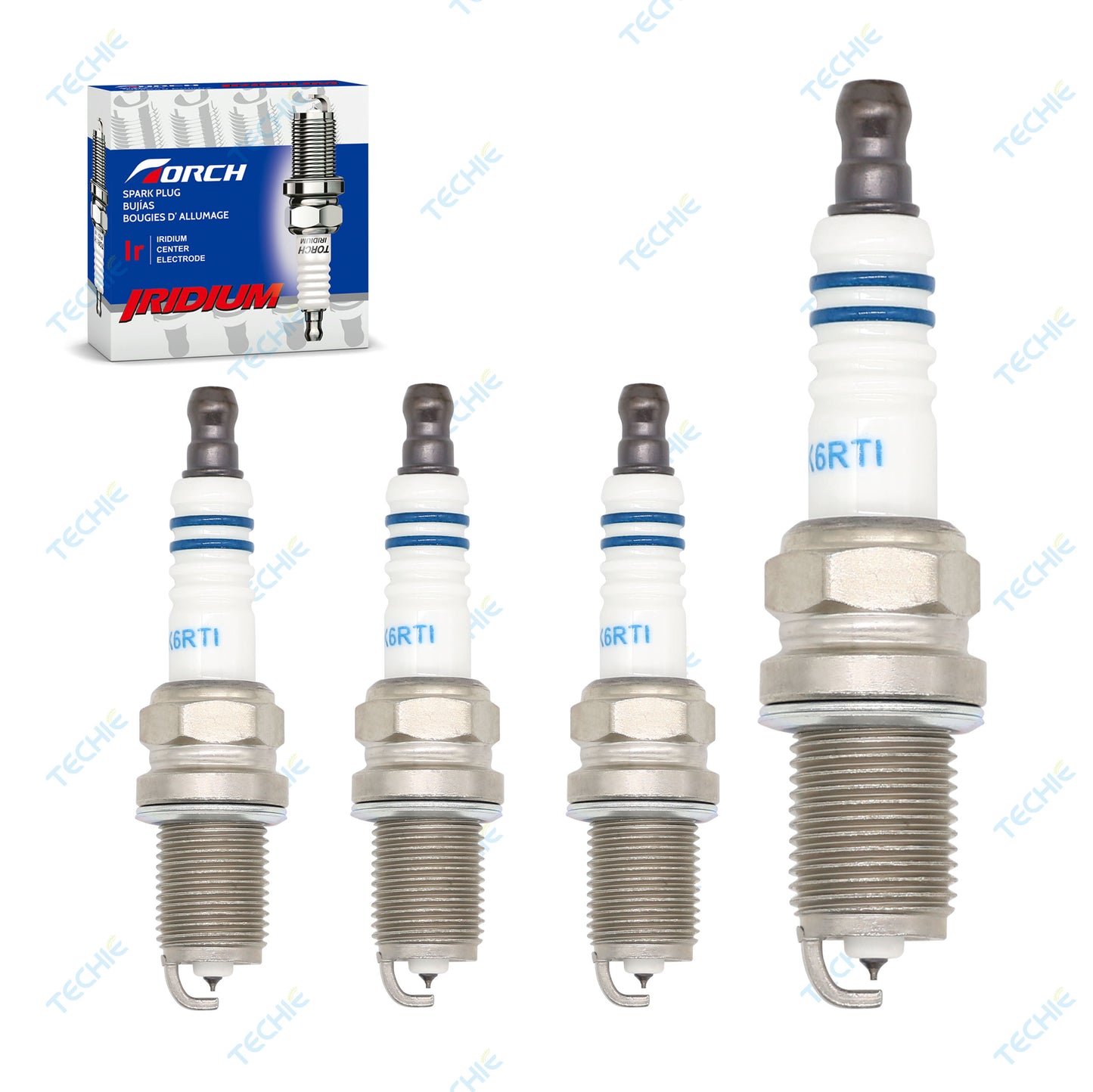 TORCH K6RTI Iridium Spark Plug Replace for NGK BKR6EIX BKR6EGP Spark Plug, for Toyota Audi for VW Volkswagen Mitsubishi, for DENSO Denso K20PSR-B8 FK20PR IK20 Spark Plug, OEM