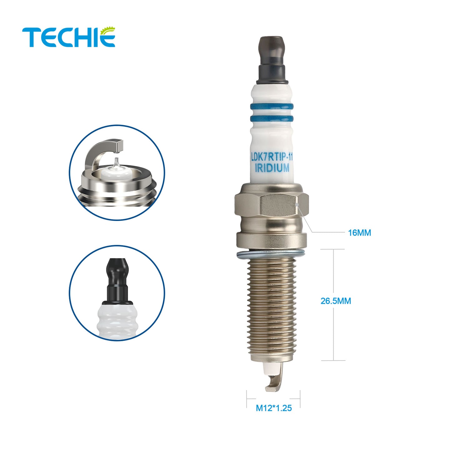 4pcs TECHIE T-LDK7RTIP-11 Iridium Platinum Spark Plug Replace for NGK 9723 SILZKR7B11,for HYUNDAI Elantra Tucson Azera SANTA FE/Kia Sorento Forte Sedona Rondo Soul Cadenza,Honda Civic Insigth,ACURA ILX