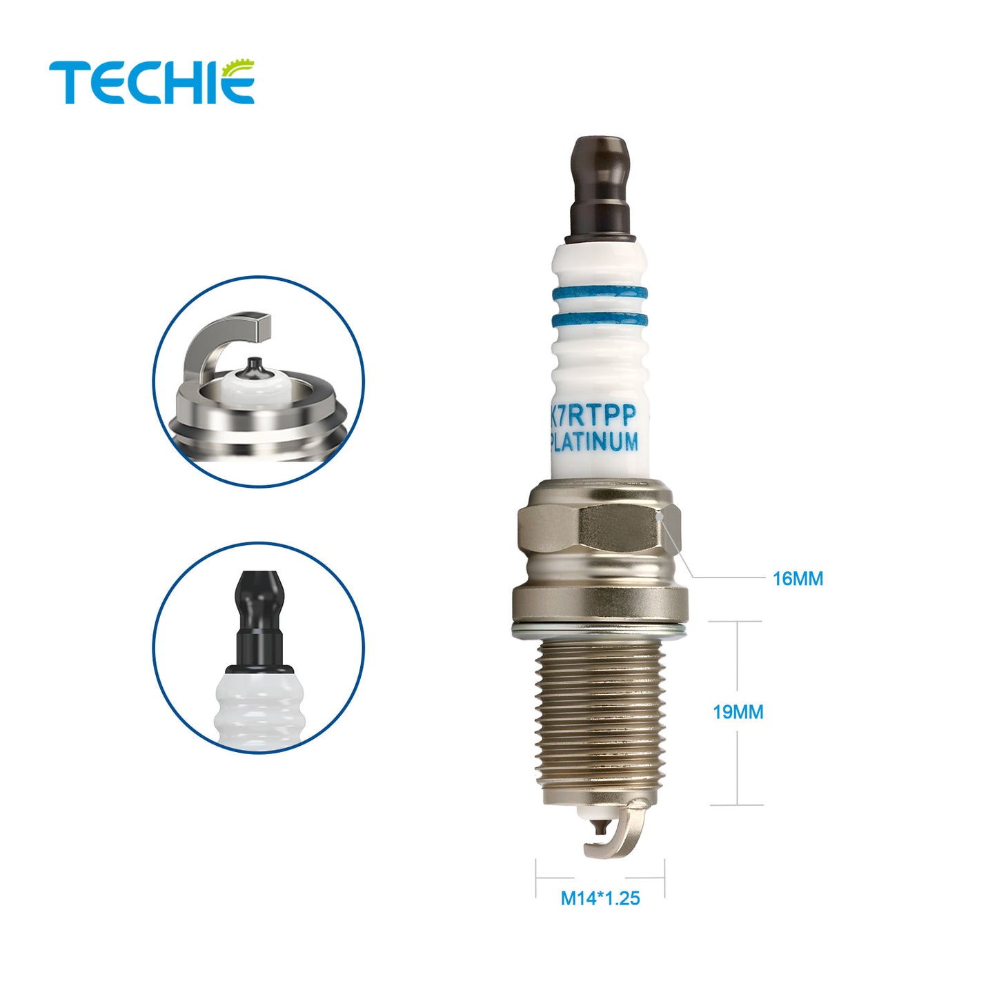 TECHIE T-K7RTPP Spark Plug Replace for NGK PFR7B-D DENSO VK22 BOSCH 0 241 245 670 fit for Audi A4L,Compatible With VW Passat Magento Tiguan