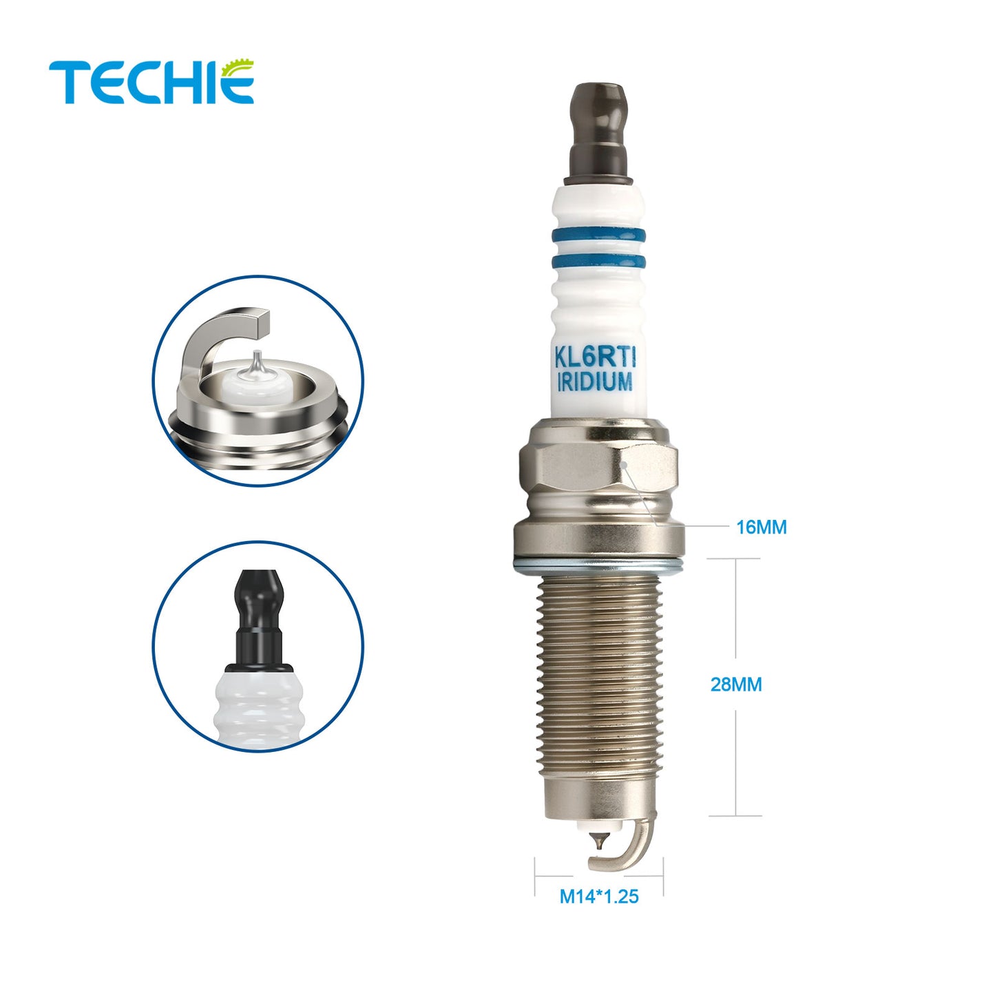 TECHIE T-KL6RTI Iridium Spark Plug Replace for NGK LZFR6AI/3656 Bosch 0242240698 9745,Champion REC10PYPB4/7579,Denso IKH20TT/4704 Mitsu bishi MN158596, Fit for Mitsu bishi Eclipse 2006-2012