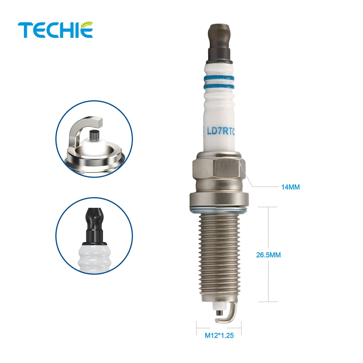 TECHIE T-LD7RTC Spark Plug Replace for NGK LZKAR7D-DE fit for ZHENGZHOU Succe 1.6L HR16 2014 Engines Component