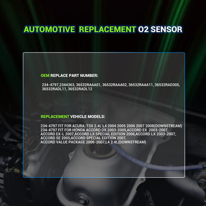 Techie 234-4797 Oxygen O2 Sensor Downstream for Acura TSX 2004-2004,for Honda Accord DX/EX/EX-L/LX/SE with Engine L4 2.4L 2004 2003 2004 2005 2006 2007,Replacement for 2344363, 36532RAAA01,1 Pcs