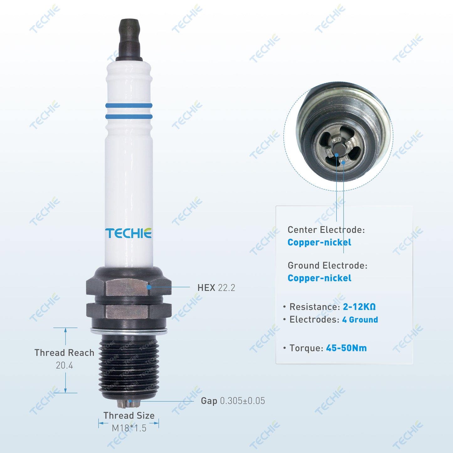 TECHIE TISS9807 Industrial Spark Plug Replaces GPG 1175112 / BERU 18 GZ 20 18GZ20 18-GZ-20
