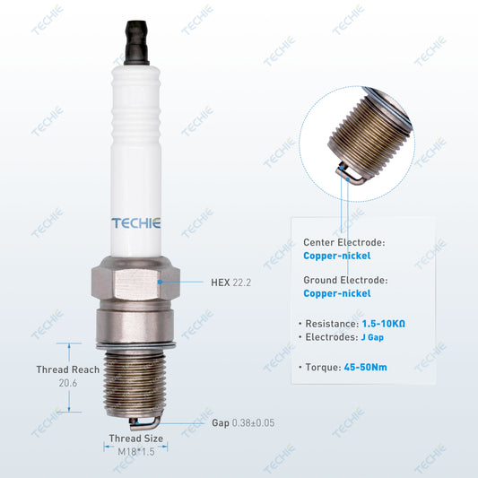 TECHIE Industrial spark plug TISS9809 replaces Champion RB77CC for various gas engines