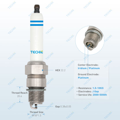 TECHIE industrial spark plugs for CAT, Cummin, Perkins, Wakeusha, Guascor, and Wartsilla gas engines. Replaces Bosch 7308 - MR3DII360 - 0 242 356 515, CAT3516, DEUTZ TBG616, MAN E3262,E3268.