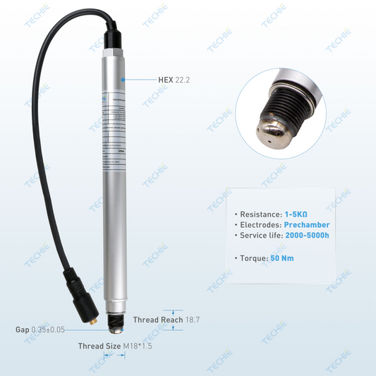 TECHIE TISS9885 Prechamber spark plug replaces for MWM TCG 2020 V12, V16, V20and CG 170 Biogas