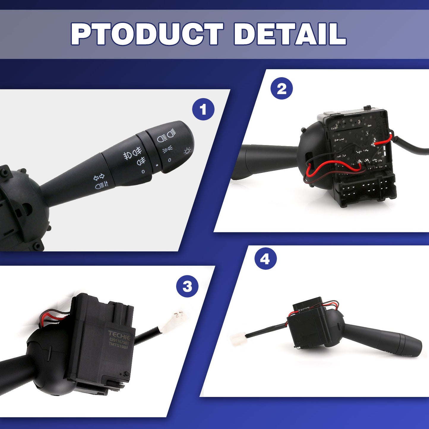 Techie TMTS1981 Turn Signal Switch Universal Multifunction Switch Indicator Light Stalk Steering Column 8201167981 ，255405005R Compatible with Kompatibel mit Dacia Duster SUV