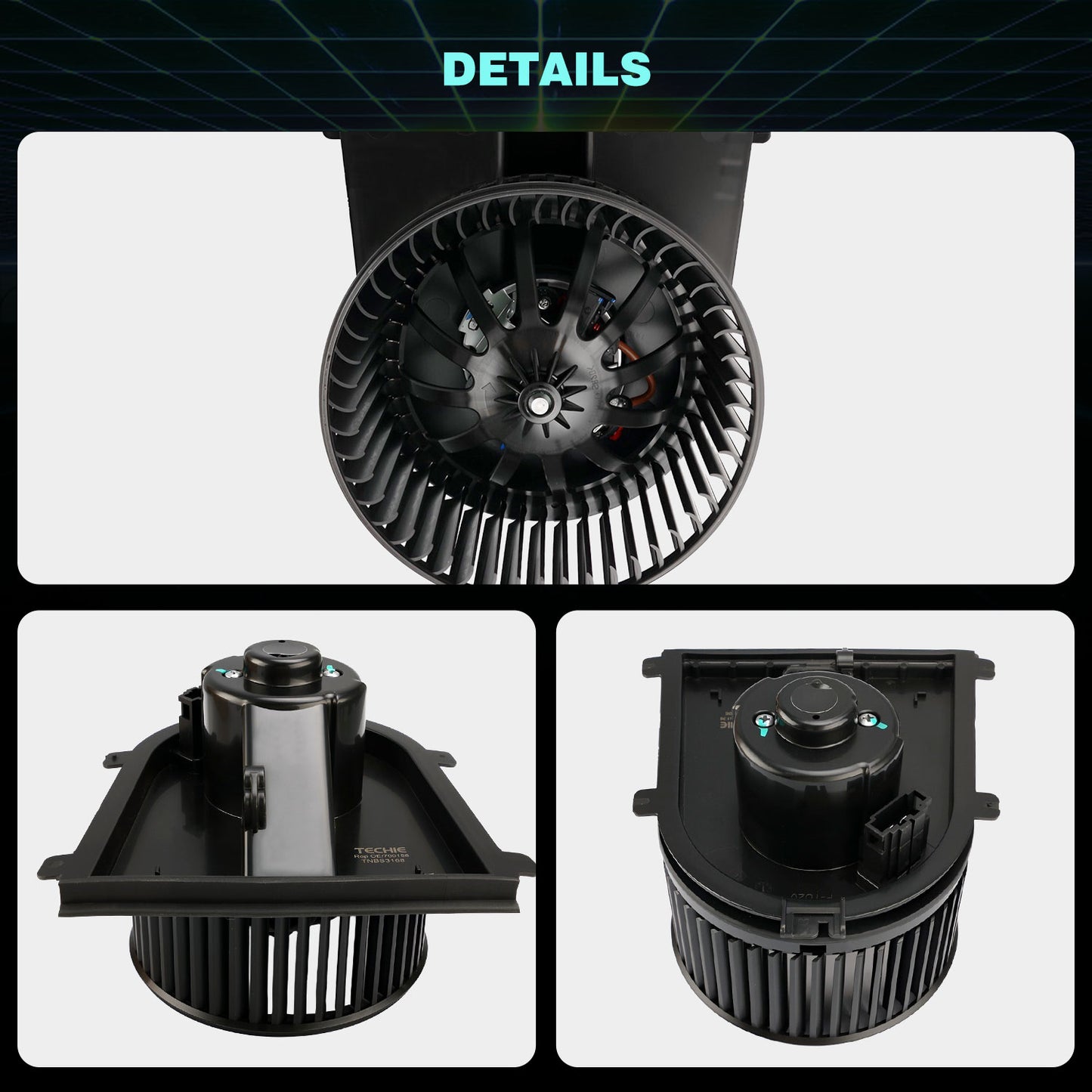 Techie Gebläsemotor für Fit VW for GTI 2006-2010, for Golf 1999-2006,für Jetta 1999-2009,für Pors-che 911 1999-2013, für Boxster 1997-2012,Ersatz für 700158, 1J1819021, 1J1819021A, 1J1819021B