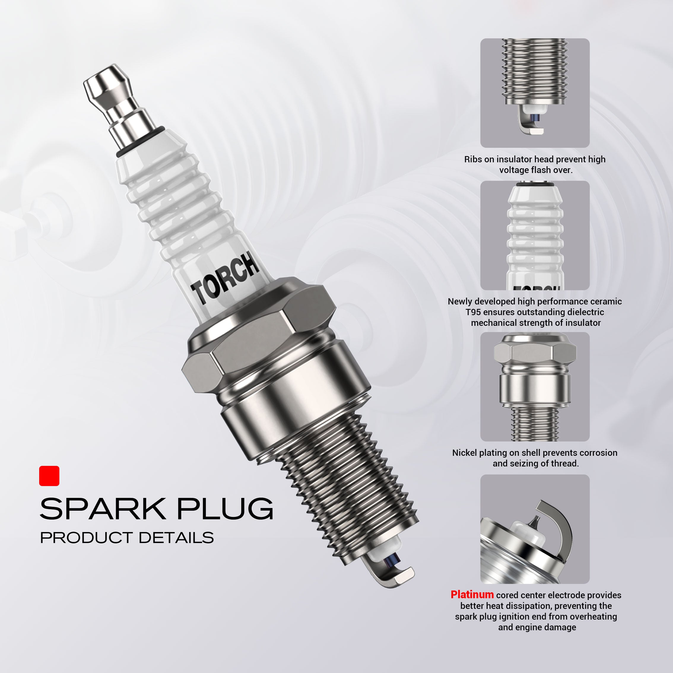 TORCH KL7RTPP Platinum Spark Plug Replace for 3707020-13
