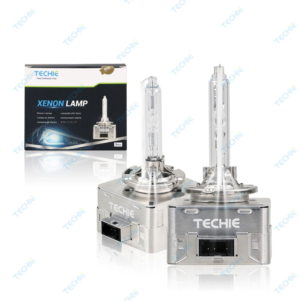 TECHIE D1S 12V35W Aluminum Xenon Light Bulb,IP68 Design with Metal Stents Base- Pack of 2